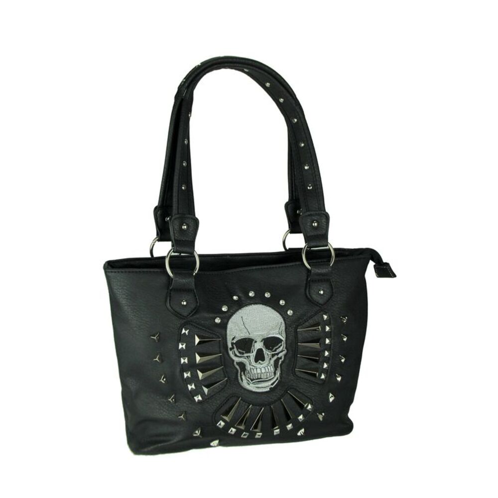 Multi Studded Stitched On Skull  Carry Purse